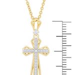 NWT Women’s Diamond Accent Cross Pendant Necklace Gold Photo 7
