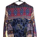 Aratta Silent Journey Boho‎ Paisley Floral Velvet Burnout Tunic Dress Large Blue Photo 9