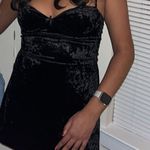 Princess Polly  Black Velour Mini Dress Photo 1