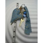 Denim Heart Keychain with Gold Stars, Charm Key & Beads Boho Style Photo 3