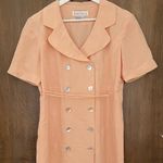 Vintage Barrie Pace Ltd peach 100% pure silk double breasted shift dress, size 6 Orange Photo 0