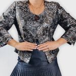 Tribal Womens Size 4 Brown Metallic 1 Button Open Front 3/4 Sleeve Jacket Blazer Photo 1