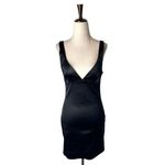 Babaton Aritzia Dress Women 4 Black Satin Lala Dress Sheath Party Cocktail LBD Photo 1
