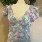 Lulus NWOT  Elegant Personality Slate Blue Floral Burnout Midi Dress Photo 2