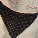 Handmade Black Pink Soft Cotton Crochet Triangle Kerchief Headscarf Mesh Boho Photo 0