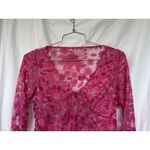 STAUD Destiny Embroidered Cardigan Bow Sheer Blossom Garden Party Women’s XS Pink Photo 2