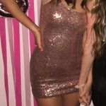 Hello Molly Pink Sequin One-Strap Dress Photo 0