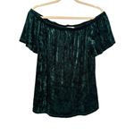 Socialite  Off the Shoulder Emerald Green Crushed Velvet Top, Sz L Photo 2