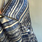 Blue and White Printed Silk Strappy Midi Gown with Splits Tacked Bodice | Large Photo 4