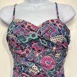 Assets by Spanx Paisley Floral Purple Blue Swimsuit Size Medium EUC #7969 Photo 3