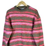 ZARA Striped Knit Oversized Sweater Womens M Brown Pink Cozy Indie Retro Y2K Photo 2