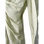 ZARA  L Dress Linen Mini Pistachio Green Draped Pleated Collared Long Sleeve Photo 3