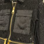 Alexis  Keira black Lace mini dress eyelet gold zipper size M satin Photo 3