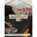 Wall Flower  Open Front Floral Kimono Small Black 3/4 Sleeve Semi-Sheer Polyester Photo 3