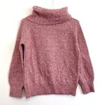 Nine West Cowlneck Sweater Mauve Pink White Marled Heather Cowl Neck Puff Sleeve Photo 1
