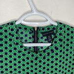 Adrienne Vittadini  chain link navy and Kelly green shirt sleeve shift dress sz 0 Photo 56