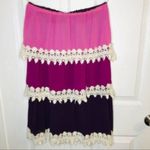 Miin Amethyst Ombré Tiered Crochet Lace Chiffon Strapless Dress S Pink Photo 7