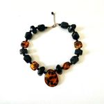 resin tortoise and black statement necklace Brown Photo 2