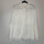 Handmade Vintage  Poncho 70s OSFM White Button Front Photo 4