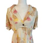 Free People | Hawaiian Floral Print Mini Dress Short Sleeve Empire Waist Large Photo 2