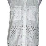 Michael Kors Womens Size L Top White Eyelet Cutouts Button Down See Through Photo 0