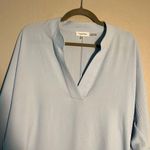 Calvin Klein Pastel Light Blue V-Neck Sweater Blouse SZ M 3/4 Sleeve Flowy Photo 3