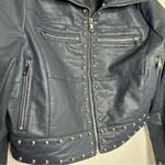 Urban Outfitters  Silence + Noise Venus Studded Blue Faux Leather Jacket NWOT Photo 4