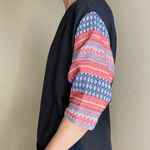 ZARA Trafaluc Black, Red, & Navy Oversized Tribal Printed Shirt Photo 2