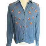 Van Heusen Vintage 90's Denim Top with Floral Needlepoint Embroidery <3 Photo 0
