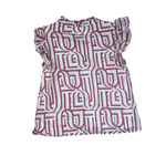 MICHELLE MCDOWELL Marley Touchdown Top In Crimson/White Ruffle Sleeves Size M Red Size M Photo 2
