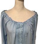 Melissa Paige Sky Blue Ruffled Peasant Top BRAND NEW BEAUTIFUL DETAIL. SIZE PL Photo 2