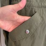 Skull Back Anorak Jacket Olive Green Hooded Drawstring Lace Streetwear Grunge Size L Photo 3