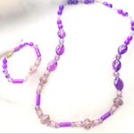 VINTAGE Beaded Necklace/Bracelet Purple & Gold Photo 2