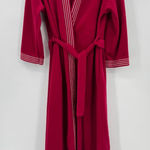 Vintage 80s Burgundy Bath Robe Open Front Tie Waist Union Made in the USA Large Red Photo 0