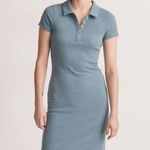 Madewell New Small Teal Blue Short Sleeve Ribbed Polo Knit Mini Dress Photo 0