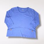 Blair  Blue 3/4 Sleeve Pullover Top Button Pocket Detail Petite Medium Photo 9
