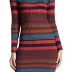 Gianni Bini  Fitted Sweater Dress M Striped Colorful Rainbow Mini Bodycon Sheath Photo 0