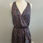 Avec Les Filles  Floral Print Sleeveless Wrap Dress Size Medium Navy Combo‎ Midi Photo 2