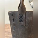 Handmade Rustic Leather Tote Bag – Dark Brown, Hand-Stitched, Artisan Style Photo 2