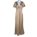 Show Me Your Mumu Rome Twist Gown Dress Maxi Sz XS Gold Luxe Satin Wedding Party Photo 10