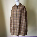 Vintage Welsh Wool Tapestry Cape Coat Eclipse Tailored Brown Plaid 1960s Size undefined Photo 1