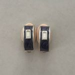 None Clip on vintage style half hoop chunky blue silver gemstone earrings Photo 1