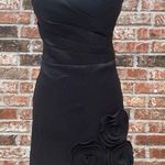 Romeo + Juliet Couture black satin cocktail dress with floral appliqué / NWOT Photo 0