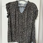 Voy Los Angeles Animal Print Pleated Sleeve Top w/ Tie Tan and Black Size undefined Photo 2