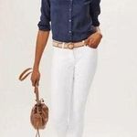 J. McLaughlin  NWOT Women's Stretch Slim Fit White Jeans Gold Button Size 4 Photo 0