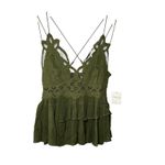 Free People NWT Free People Adella Lace Peplum Cami Green Boho Festival Bridal Top Small Photo 2