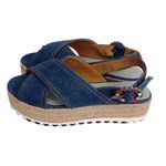 Marc Jacobs Denim Platform Wedge Espadrille Sandals Rhinestone Buckle Sz 37 Photo 11