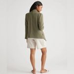 Quince Olive Green Stretch Crepe Women's Open Blazer Size Large Photo 2