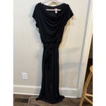 Chico's ‎ Black Wide Leg Cowl Neck Belted Jumpsuit Size 3 Stretch Photo 1