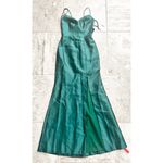 Alfred Sung Open-Back Bow Tie Satin Trumpet Gown Hunter #D780, Size 0 New w/Tag Photo 2